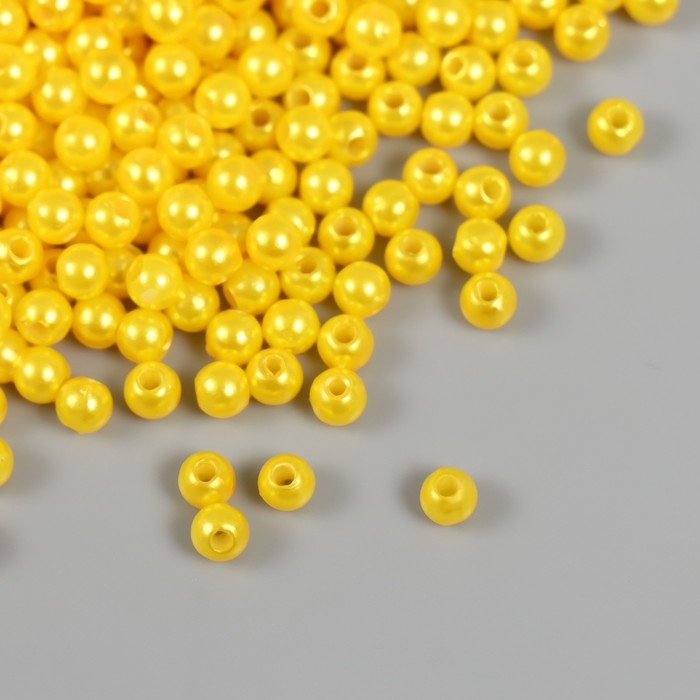 Набор бусин "Жемчуг" d 4 мм, 250 гр, желтый
