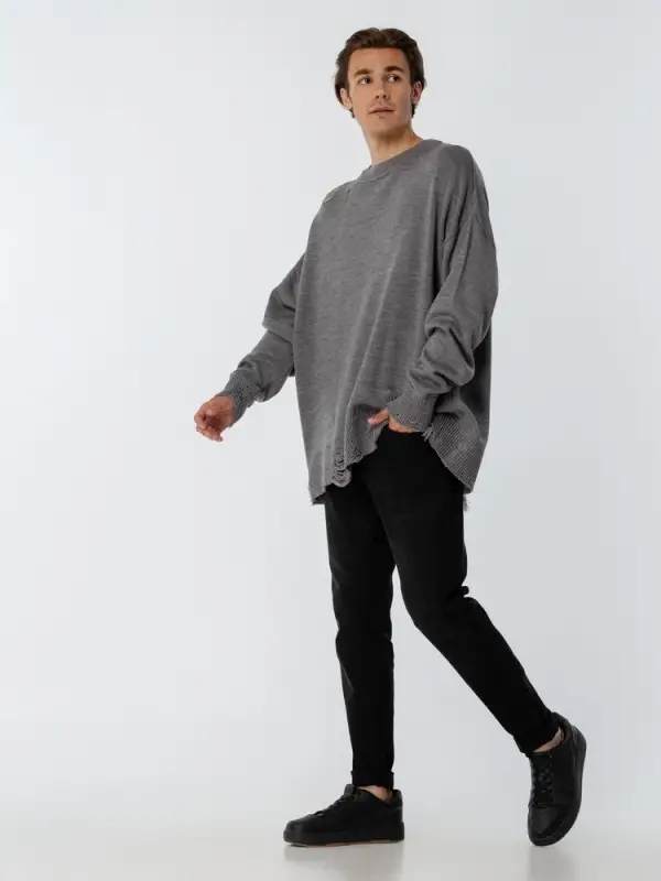 Джемпер оверсайз унисекс Grunge, серый, размер S/M Джемпер оверсайз унисекс Grunge, серый, размер S/M