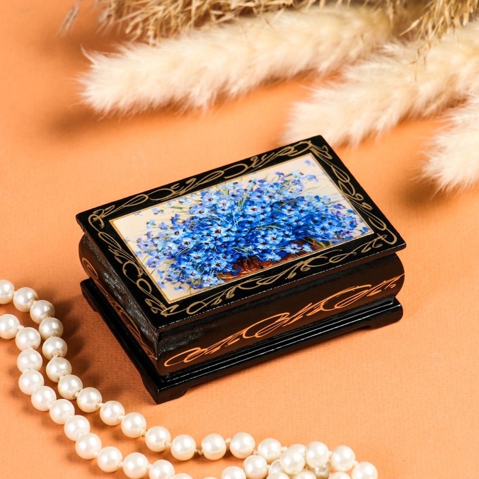 Шкатулка «Васильки», 6×9 см, лаковая миниатюра Шкатулка «Васильки», 6×9 см, лаковая миниатюра