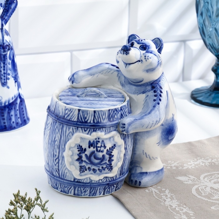 Медовница «Пасечник», гжель Медовница «Пасечник», гжель