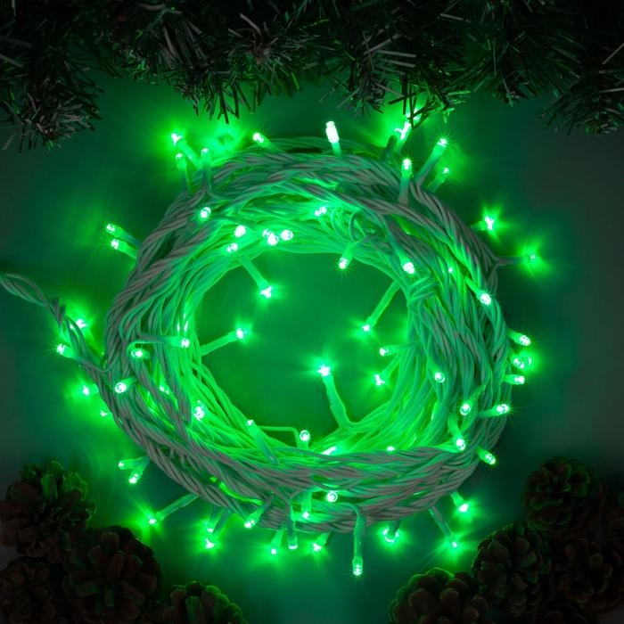 Гирлянда «Нить» 10 м, IP44, УМС, белая нить, 100 LED, свечение зелёное, 220 В Гирлянда «Нить» 10 м, IP44, УМС, белая нить, 100 LED, свечение зелёное, 220 В