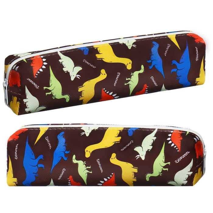 Пенал школьный на молнии Пенал школьный на молнии "Динозавры" Calligrata, коричневый