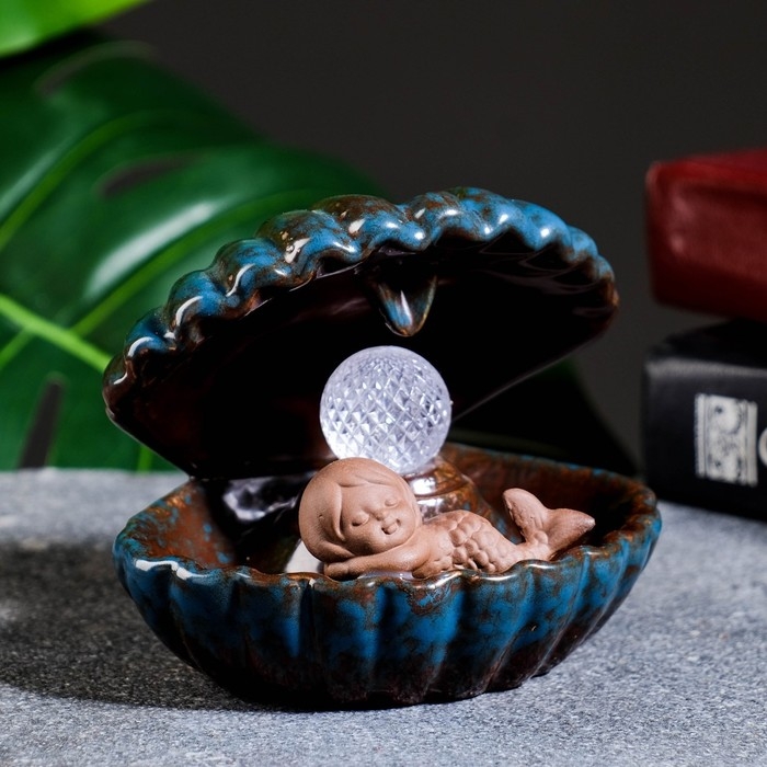 Подставка для благовоний Подставка для благовоний "Девочка в ракушке" 11х10см, с подсветкой, батарейки LR44