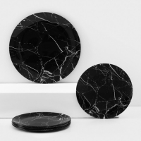 Набор столовый &laquo;Мрамор&raquo;, 7 предметов: тарелка d=30 см - 1 шт, d=21,5 см - 6 шт, цвет чёрный