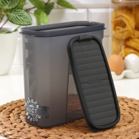 Ёмкость для сыпучих продуктов «Бест», 2 л, 9,5×19×19 см, цвет прозрачный, крышка серая Ёмкость для сыпучих продуктов «Бест», 2 л, 9,5×19×19 см, цвет прозрачный, крышка серая