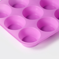 Форма для выпечки Доляна &laquo;Круг&raquo;, силикон, 29&times;22&times;3 см, 12 ячеек, d=6,5 см, цвет сиреневый