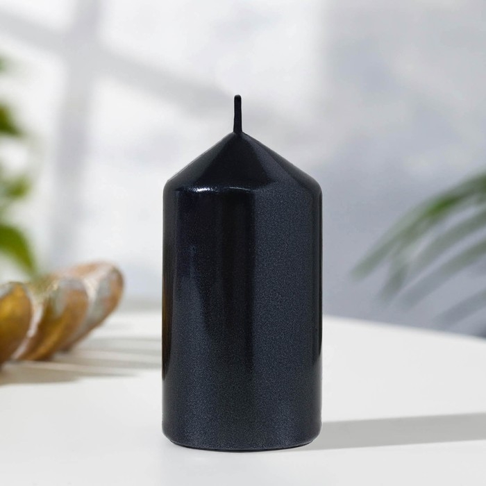 Набор свечей "Столбик", 4 штуки, чёрный металлик 7х3,8см