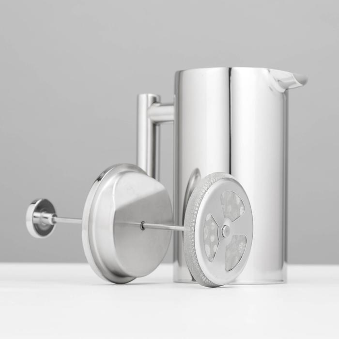 Френч-пресс из нержавеющей стали &laquo;Моко&raquo;, 1 л, цвет хромированный