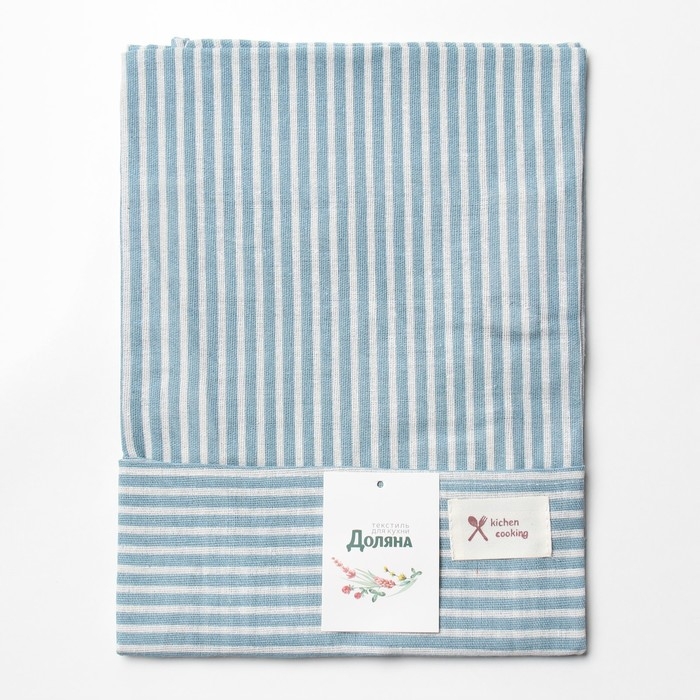 Фартук Доляна с карманом, цв.синий, 70*65&plusmn;4см, 100% хл, рогожка