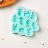 Силиконовый молд &laquo;Микс фигурок&raquo;, 8&times;8 см, цвет бирюзовый