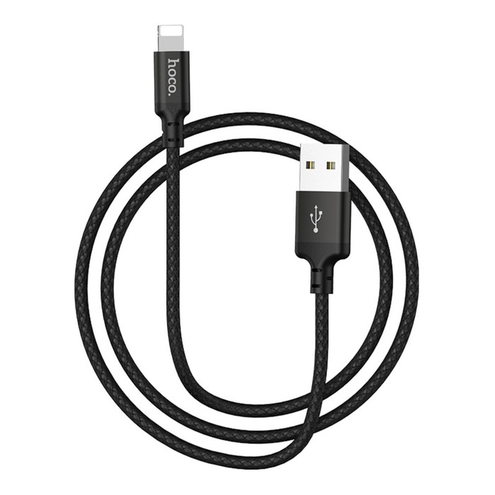 Кабель Hoco X14, Lightning - USB, 2 А, 2 м, быстрая зарядка, оплётка нейлон, чёрный Кабель Hoco X14, Lightning - USB, 2 А, 2 м, быстрая зарядка, оплётка нейлон, чёрный