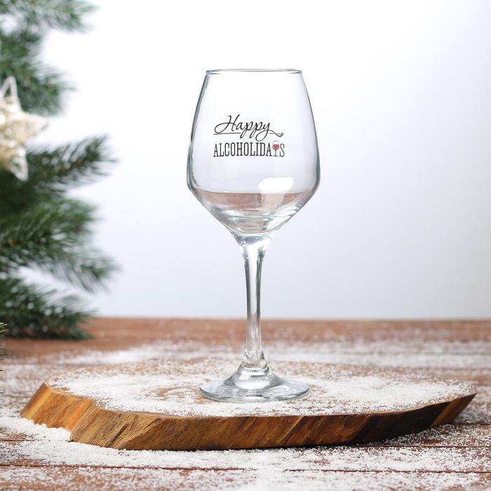 Бокал для вина &laquo;Алкохолидейс&raquo; 350 мл., деколь