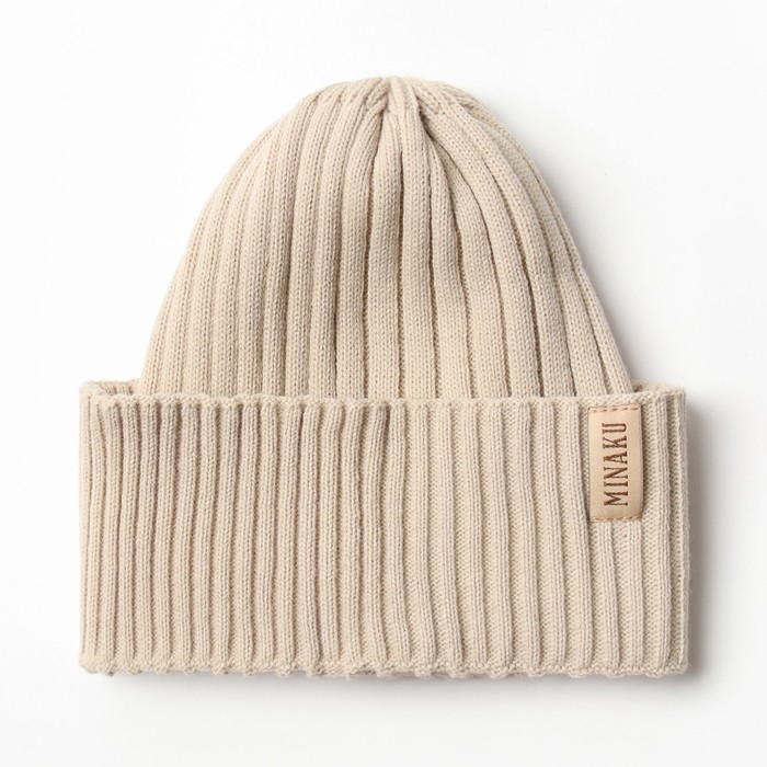 Шапка женская MINAKU Шапка женская MINAKU "Бини" цвет бежевый, размер 54-56