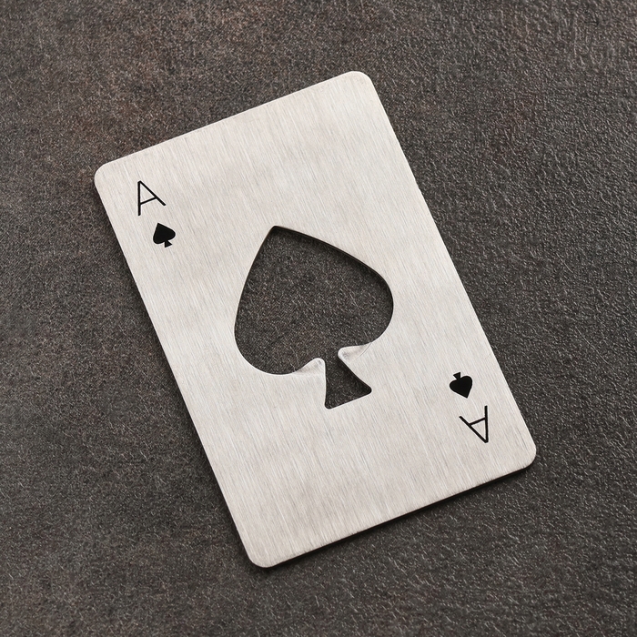 Карта-открывашка Карта-открывашка "Туз козырный", 8,5 х 5,5 см, серебристая