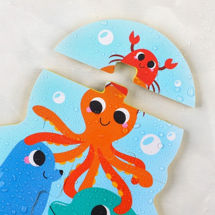 Мягкий пазл для малышей &laquo;Пирамидка: Морские животные&raquo;, 5 деталей, Крошка Я