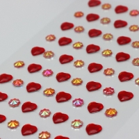 Наклейка пластик стразы "Сердечки стразы" МИКС 10х23 см