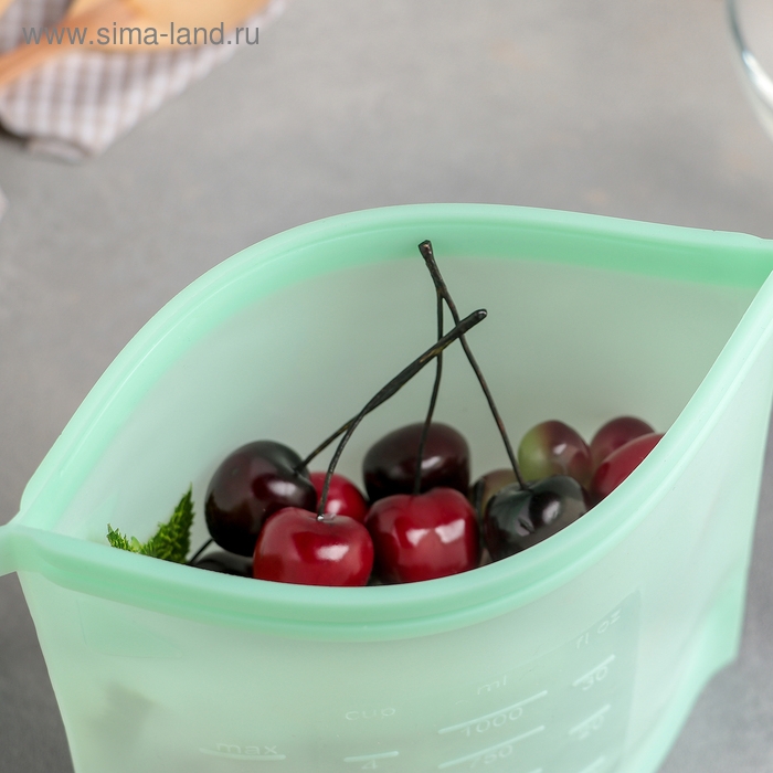 Силиконовый пакет zip lock Доляна, 21,5&times;18 см, 1,1 л, многофункциональный, герметичный, цвет бирюзовый