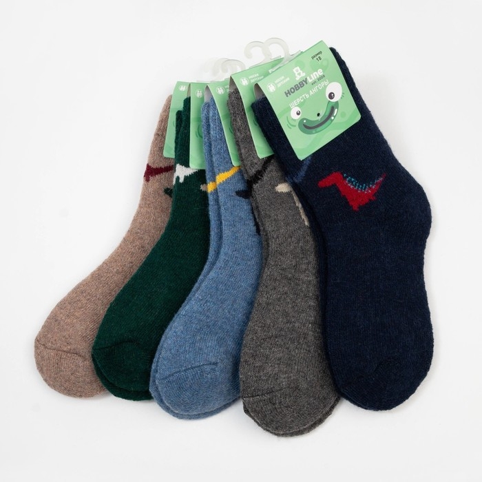 Носки детские шерстяные &laquo;Динозаврики&raquo;, цвет МИКС, размер 18