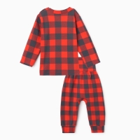 Костюм: джемпер и брюки Крошка Я "Клеточка", рост 86-92 см, красный