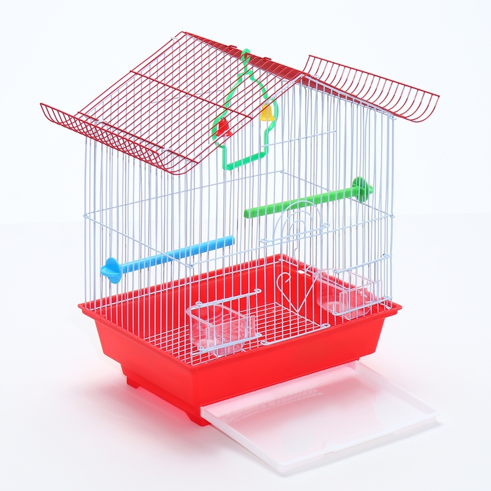 Клетка для птиц укомплектованная Bd-1/1d, 30 х 23 х 39 см, красная (фасовка 12 шт)