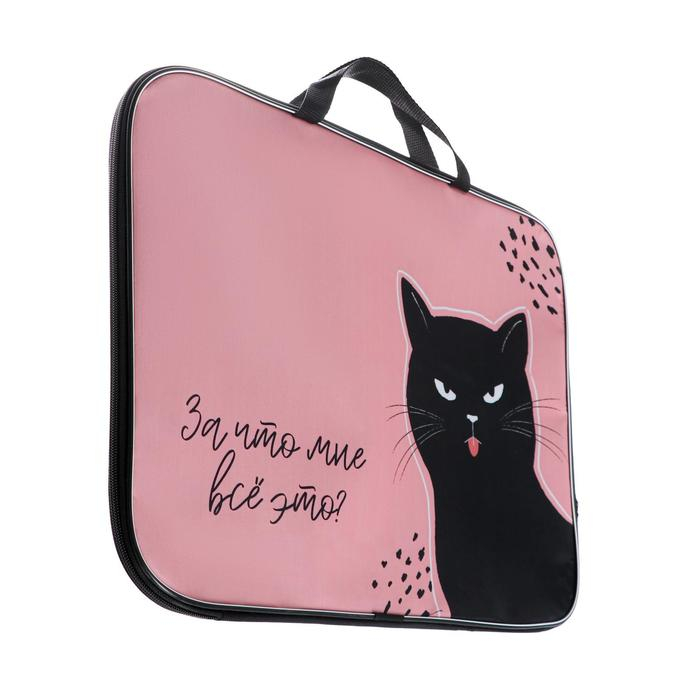 Папка для чертежей и рисунков А3, с ручками текстиль 20 мм, 470 х 350 мм Calligrata универсальный 600D «Котик» Папка для чертежей и рисунков А3, с ручками текстиль 20 мм, 470 х 350 мм Calligrata универсальный 600D «Котик»