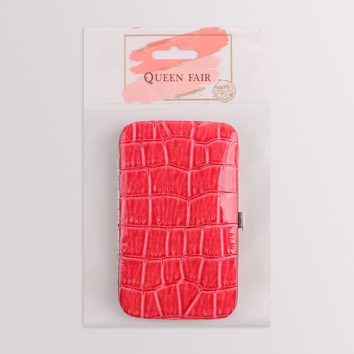 Набор маникюрный &laquo;Рептилия&raquo;, 8 предметов, в футляре, цвет красный