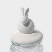 Банка стеклянная для хранения сыпучих продуктов Доляна &laquo;Зайка&raquo;, 230 мл, с керамической крышкой