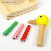 Развивающая игра "Достань червячка из дерева" 20,5&times;9&times;9 см, 10 червячков