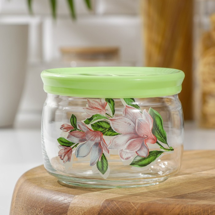 Банка для сыпучих продуктов &laquo;Магнолия&raquo;, 420 мл, цвет МИКС