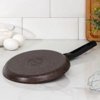 Сковорода блинная , d=20 см, пластиковая ручка, антипригарное покрытие, цвет кофейный мрамор