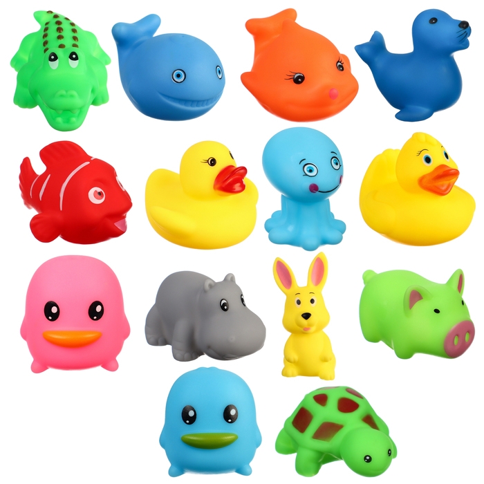 Набор резиновых игрушек для ванны &laquo;Малыши&raquo;, с пищалкой, 14 шт, Крошка Я
