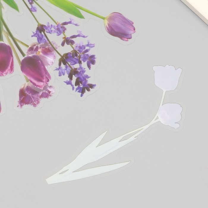 Наклейки пластик "Цветы и цитаты. Сиреневые" набор 12 шт 8,5х21,5х0,2 см