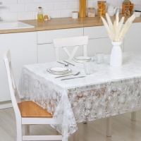 Скатерть &laquo;Гибискус&raquo;, 132&times;180 см, цвет белый