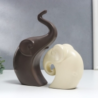 Сувенир керамика "Два слона" матовый набор 2 шт 12х12 22х13 см МИКС