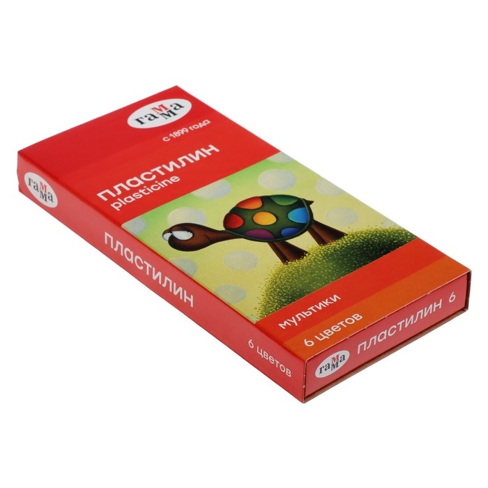 Пластилин 6 цветов 120 г, Пластилин 6 цветов 120 г, "Гамма" "Мультики", со стеком