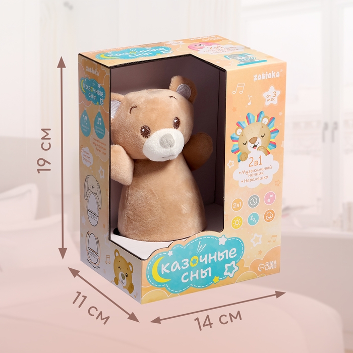 Музыкальная неваляшка-ночник &laquo;Сказочные сны: Медведь&raquo;, русская озвучка, световые эффекты