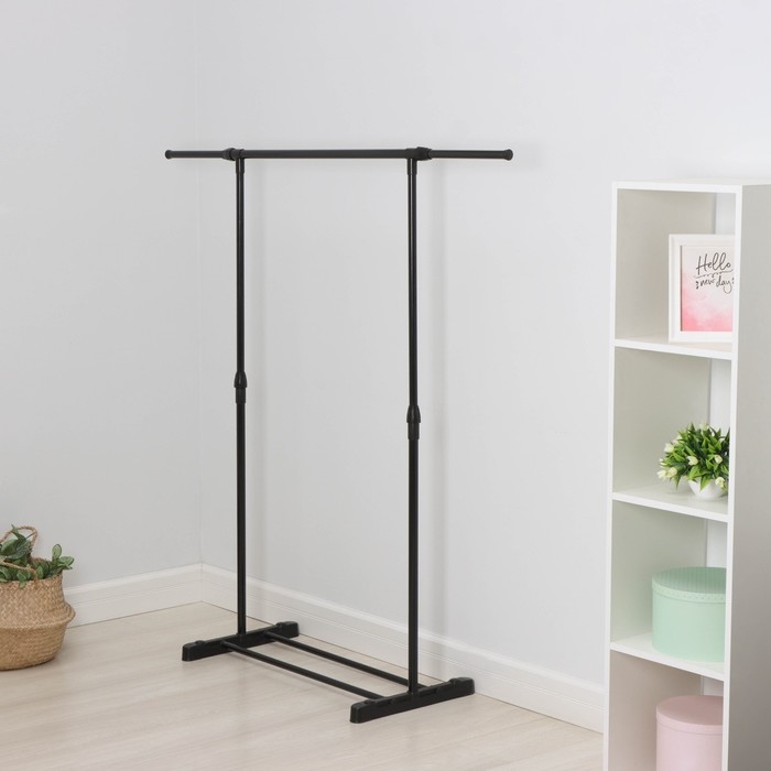 Вешалка - стойка напольная для одежды LaDо́m, с полкой для обуви, 90(150)&times;42&times;90(150) см, цвет чёрный