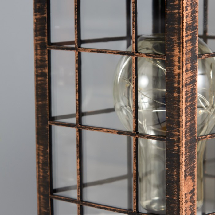 Ночник Ночник "Фонарь лофт " LED черный с медной патиной 13х13х31 см RISALUX