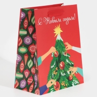 Пакет подарочный новогодний ламинированный &laquo;Шарики&raquo;, MS 18 х 23 х 10 см, Новый год