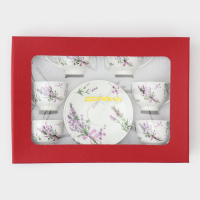 Сервиз фарфоровый кофейный Доляна «Лаванда», 12 предметов: 6 чашек 80 мл, 6 блюдец d=11,5 см, цвет белый Сервиз фарфоровый кофейный Доляна «Лаванда», 12 предметов: 6 чашек 80 мл, 6 блюдец d=11,5 см, цвет белый