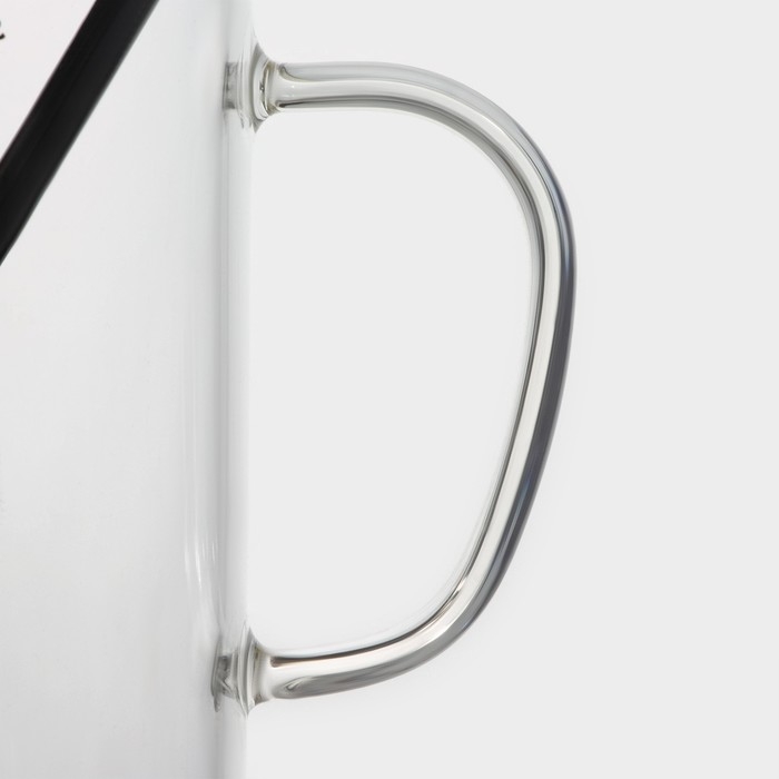 Кружка стеклянная с керамической крышкой и ложкой &laquo;Хипстер&raquo;, 450 мл, рисунок МИКС