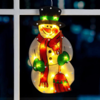 Светодиодная фигура на присоске &laquo;Снеговик&raquo; 22 &times; 44 см, пластик, батарейки АААх3 (не в комплекте), свечение тёплое белое
