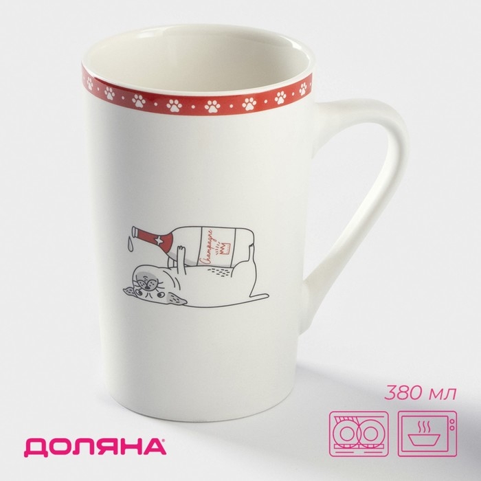 Кружка фарфоровая Доляна &laquo;Пятница&raquo;, 380 мл, цвет белый