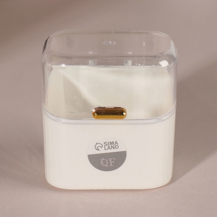 Органайзер для ватных палочек, с крышкой, 8,5 &times; 8 &times; 6,5 см, цвет белый/прозрачный