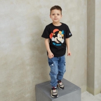 Футболка детская "Oh, boy" Микки Маус, рост 86-92, черный Футболка детская "Oh, boy" Микки Маус, рост 86-92, черный