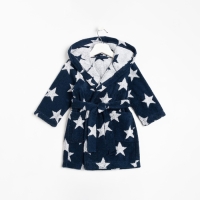 Халат махровый детский Крошка Я &laquo;Звездочки&raquo; размер 32, цвет синий, 100% хлопок 360 г/м2