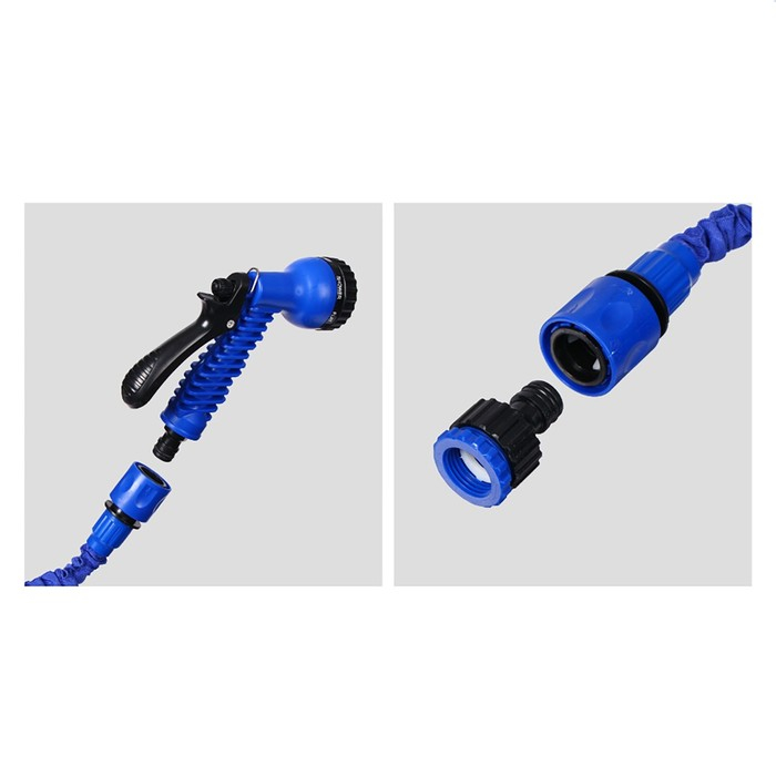 Шланг поливочный растягивающийся от 5 до 15 м, латекс, быстросъёмный, с поливочным пистолетом и штуцером, Greengo Шланг поливочный растягивающийся от 5 до 15 м, латекс, быстросъёмный, с поливочным пистолетом и штуцером, Greengo