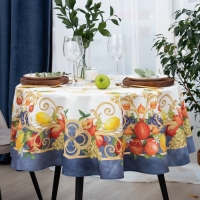 Скатерть Этель Southern fruits d=215 см с ГМВО, 100% хлопок, саржа 190 гр/м2