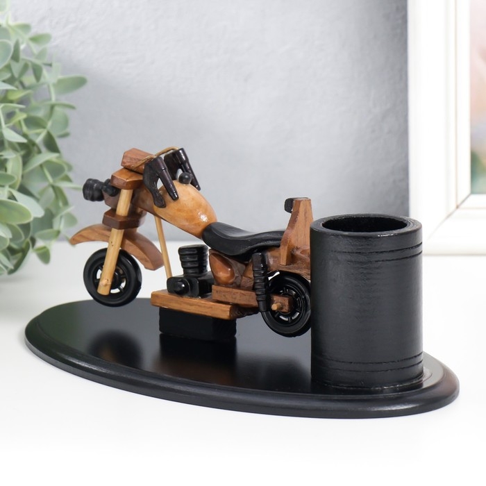 Сувенир дерево подставка под ручки "Мотоцикл" 11,5х26,3х13,7 см
