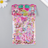 Наклейка пластик 2 листа "Наряды принцессы" с глиттером МИКС 11х22,5 см